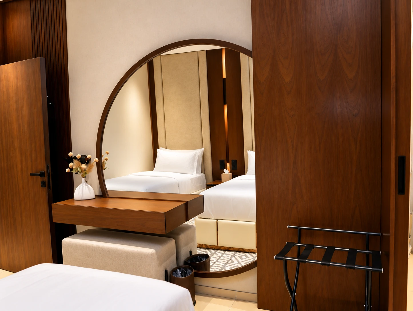 Twin room with mirror